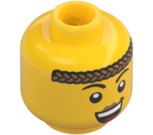 LEGO Yellow Viking - Dark Red Overalls Minifigure Head (Safety Stud) (3274 / 104507)