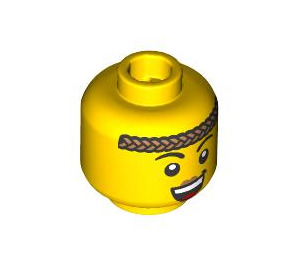 LEGO Yellow Viking - Dark Red Overalls Minifigure Head (Safety Stud) (3274 / 104507)