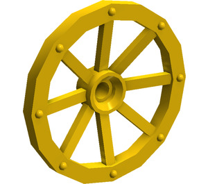 LEGO Gelb Wagon Rad Ø33.8 mit 8 Spokes mit gekerbtem Loch (4489)