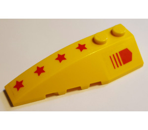 LEGO Yellow Wedge 2 x 6 Double Left with Arrow and Red Stars Sticker (41748)