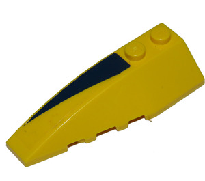 LEGO Yellow Wedge 2 x 6 Double Left with Dark Blue Triangle Sticker (41748)