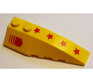 LEGO Amarillo Cuña 2 x 6 Doble Derecha con Flecha y Rojo Estrellas Pegatina (41747)