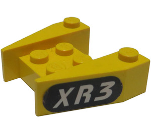 LEGO Yellow Wedge 3 x 4 with 'XR3' and Black Oval Sticker without Stud Notches (2399)