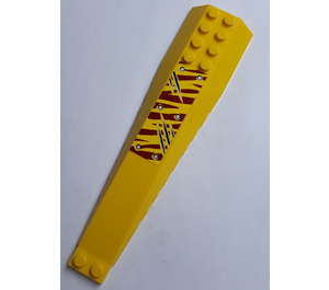 LEGO Yellow Wedge 4 x 16 Triple Curved with 6 Rivets and 5 Claw Scratch Marks on Dark Red Tiger Stripes Sticker (45301)