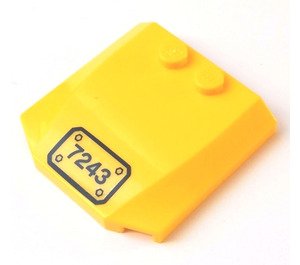 LEGO Yellow Wedge 4 x 4 Curved with "7243" Sticker (45677)