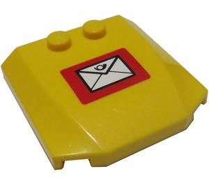 LEGO Jaune Coin 4 x 4 Incurvé avec Envelope Autocollant (45677)
