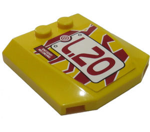 LEGO Yellow Wedge 4 x 4 Curved with 'L.20' Sticker (45677)