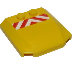 LEGO Yellow Wedge 4 x 4 Curved with Red and White Danger Stripes Sticker (45677)