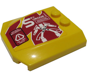 LEGO Yellow Wedge 4 x 4 Curved with 'SPY DRONE' Sticker (45677)