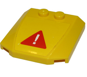 LEGO Yellow Wedge 4 x 4 Curved with White Exclamation Mark in Red Triangle Sticker (45677)