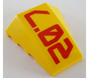 LEGO Yellow Wedge 4 x 4 Triple Curved without Studs with 'L.02' Sticker (47753)