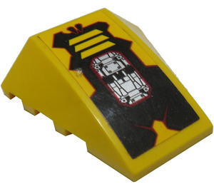 LEGO Yellow Wedge 4 x 4 Triple Curved without Studs with Yellow Grille and Silver Circuitry Right Sticker (47753)