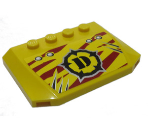 LEGO Yellow Wedge 4 x 6 Curved with 4 Rivets, Sratches from Claws, Dino Logo Sticker (52031)