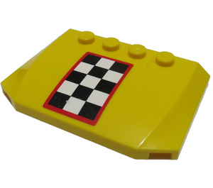 LEGO Jaune Coin 4 x 6 Incurvé avec Checkered avec rouge Autocollant (52031)