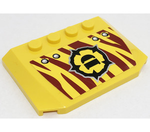 LEGO Gelb Keil 4 x 6 Gebogen mit Dino Logo (Recht) Aufkleber (52031)