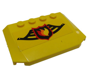 LEGO Jaune Coin 4 x 6 Incurvé avec Feu logo 7891 Autocollant (52031)