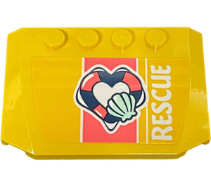 LEGO Yellow Wedge 4 x 6 Curved with Shell, Flotation Device and 'RESCUE' Sticker (52031)