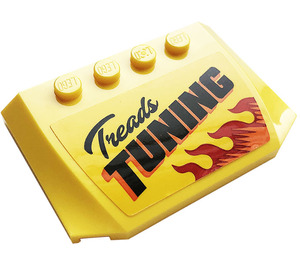 LEGO Jaune Coin 4 x 6 Incurvé avec 'Treads TUNING', Flames Autocollant (52031)