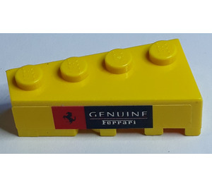 LEGO Gul Kile Klods 2 x 4 Venstre med 'GENUINE Ferrari' og Ferrari logo Klistermærke (41768)