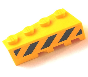 LEGO Yellow Wedge Brick 2 x 4 Left with Yellow and Black Danger Stripes Sticker (41768)
