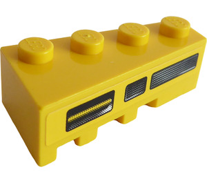 LEGO Amarillo Cuña Ladrillo 2 x 4 Derecha con Negro y Amarillo Vent Pegatina (41767)