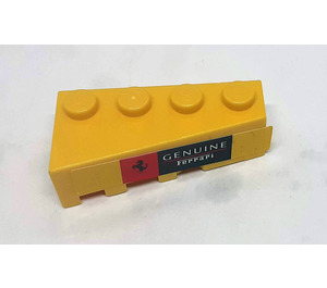 LEGO Geel Wig Steen 2 x 4 Rechts met 'GENUINE Ferrari' en Rood en Zwart Ferrari logo Sticker (41767)