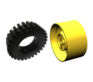 LEGO Yellow Wheel 24 x 43 Technic with Tyre 24 x 43 Technic