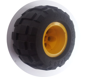 LEGO Жълто Wheel 43.2 x 28 Balloon Small with ' ' Shaped Axle Hole with Tyre 43.2 x 28 Balloon Small