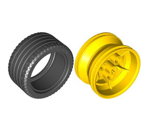 LEGO Yellow Wheel 43.2mm D. x 26mm Technic Racing Small with 3 Pinholes with Tire 56 x 28 ZR