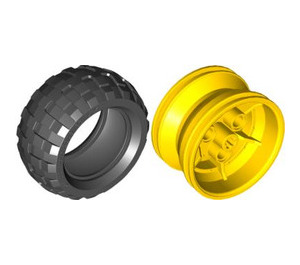 LEGO Yellow Wheel 43.2mm D. x 26mm Technic Racing Small with 3 Pinholes with Tire Balloon Wide 68.7 X 34R