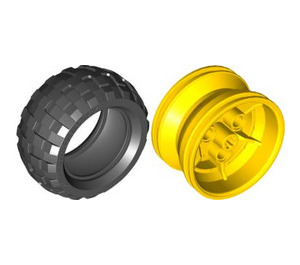 LEGO Gelb Wheel 43.2mm D. x 26mm Technic Racing Small with 3 Pinholes with Tire Balloon Wide 68.7 X 34R