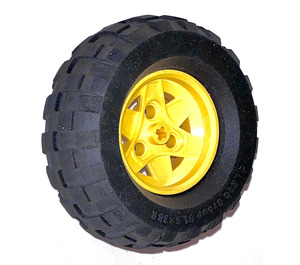 LEGO Yellow Wheel 43.2mm D. x 26mm Technic Racing Small with 3 Pinholes with Tire Balloon - Wide Ø 81.6 x 38