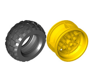 LEGO Yellow Wheel 43.2mm D. x 26mm Technic Racing Small with 6 Pinholes with Tire Balloon - Wide Ø 81.6 x 38