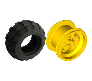 LEGO Yellow Wheel 49.6 x 28 VR with Type III Axlehole with Tyre 56 x 30 R Balloon