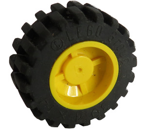 LEGO Yellow Wheel Hub 14.8 x 16.8 with Centre Groove with Black Tire 30.4 x 14