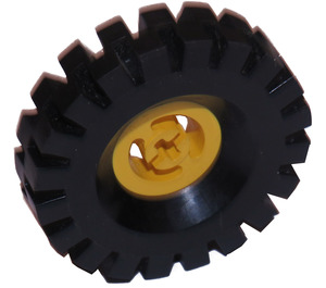 LEGO Yellow Wheel Hub 8 x 17.5 with Axlehole with Tire 43 x 11 (17 mm Inside Diameter)
