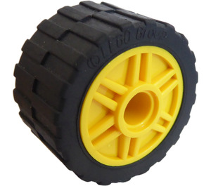 LEGO Yellow Wheel Rim Ø18 x 14 with Pin Hole with Tire 24 x 14 Shallow Tread (Tread Small Hub) without Band around Center of Tread