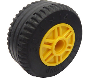 LEGO Żółty Wheel Rim Ø18 x 14 with Pin Hole with Tire Ø30.4 x 14 (Thick Rubber)