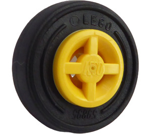 LEGO Yellow Wheel Rim Ø8 x 6.4 without Side Notch with Tire 14mm D. x 4mm Smooth Small Single New Style