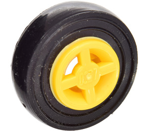 LEGO Yellow Wheel Rim Ø8 x 6.4 without Side Notch with Tire Ø 14mm x 4mm Smooth Old Style