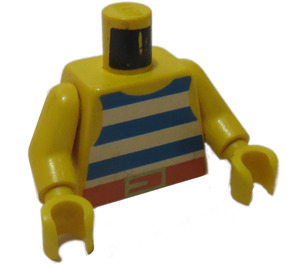 LEGO Žlutá Bílá a Modrá Striped Pirát Trup s Pás s Žlutá Paže a Žlutá Ruce (973)