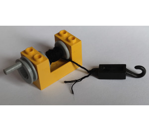 LEGO Yellow Winch 2 x 4 x 2 with Light Gray Drum and Black Hook