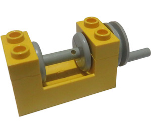 LEGO Keltainen Winch 2 x 4 x 2 jossa Kevyt Grey Drum (73037)