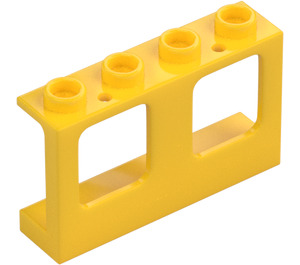 LEGO Žlutá Rám okna 1 x 4 x 2 s dutými cvočky (61345)