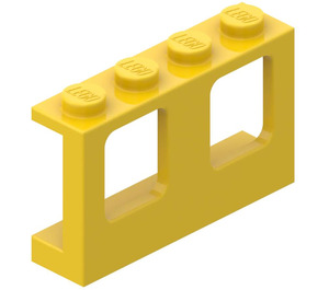 LEGO Žlutá Rám okna 1 x 4 x 2 s pevnými cvočky (4863)