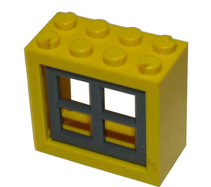 LEGO Žlutá Window Frame 2 x 4 x 3 with Dark Stone Gray Window (73148)