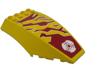 LEGO Yellow Windscreen 10 x 6 x 2 with Dark Red Camouflage Sticker (45705)