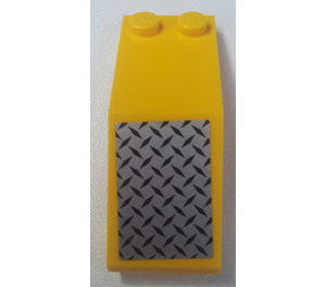 LEGO Gelb Windschutzscheibe 2 x 5 x 1.3 mit Checkered Platte Kotflügel Aufkleber (6070)