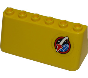 LEGO Jaune Pare-brise 2 x 6 x 2 avec Espacer Navette logo Autocollant (4176)