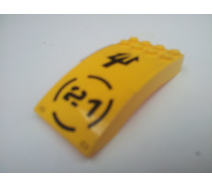 LEGO Yellow Windscreen 4 x 8 x 2 Curved Hinge with Trident and ‘21’ Sticker (46413)